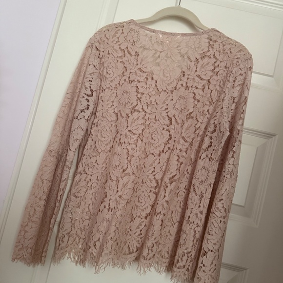 Lace V-Neck Top, Un Lined, 3/4 Sleeve, Sz L, ADIVA - Picture 3 of 4